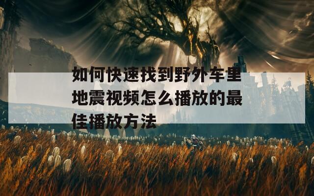 如何快速找到野外车里地震视频怎么播放的最佳播放方法