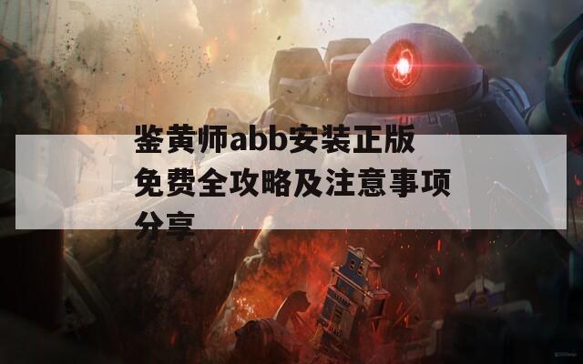 鉴黄师abb安装正版免费全攻略及注意事项分享