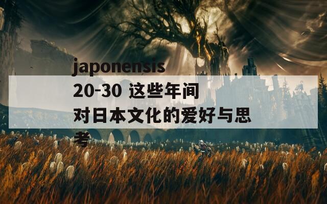 japonensis20-30 这些年间对日本文化的爱好与思考