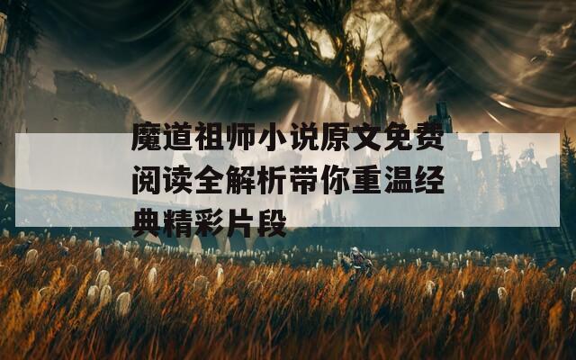 魔道祖师小说原文免费阅读全解析带你重温经典精彩片段