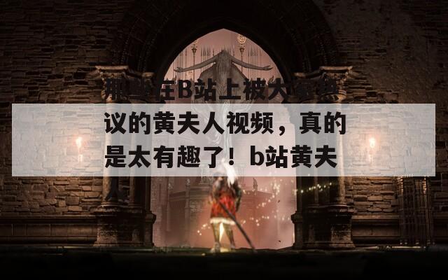那些在B站上被大家热议的黄夫人视频，真的是太有趣了！b站黄夫人
