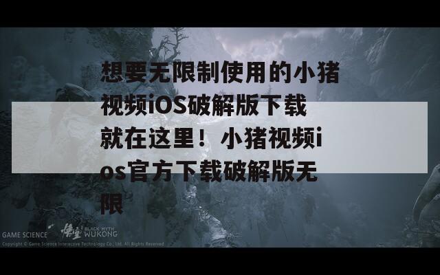 想要无限制使用的小猪视频iOS破解版下载就在这里！小猪视频ios官方下载破解版无限