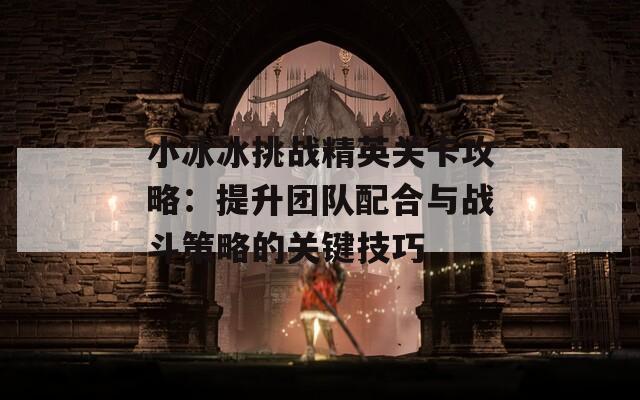 小冰冰挑战精英关卡攻略：提升团队配合与战斗策略的关键技巧