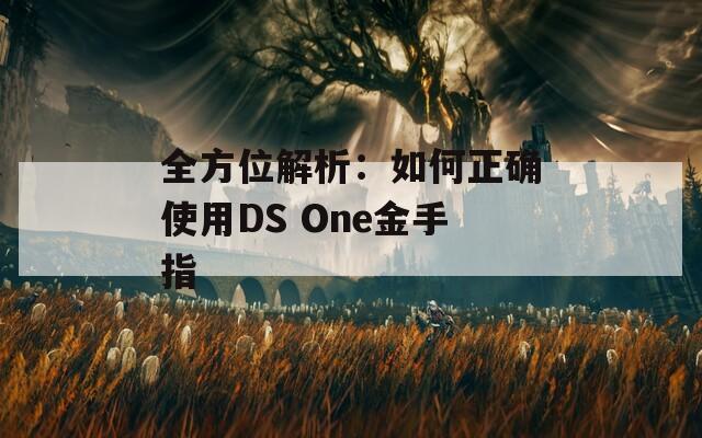 全方位解析：如何正确使用DS One金手指