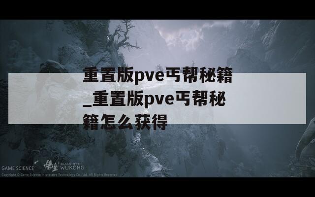 重置版pve丐帮秘籍_重置版pve丐帮秘籍怎么获得