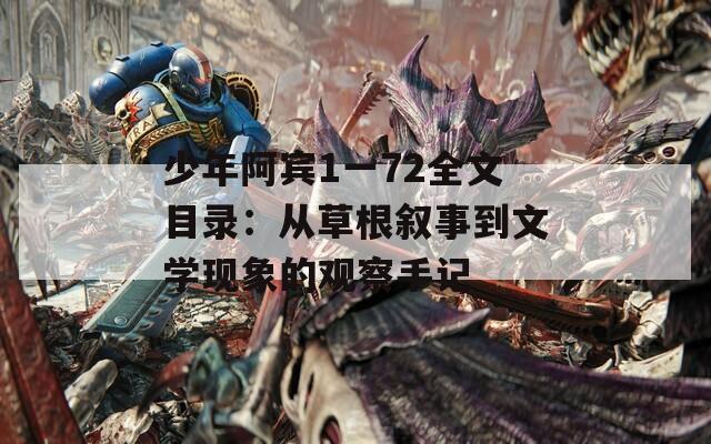 少年阿宾1一72全文目录：从草根叙事到文学现象的观察手记