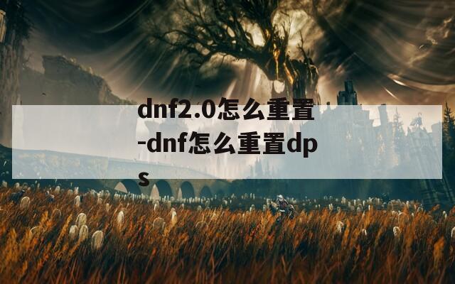 dnf2.0怎么重置-dnf怎么重置dps