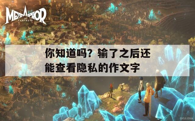 你知道吗？输了之后还能查看隐私的作文字