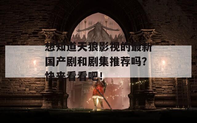 想知道天狼影视的最新国产剧和剧集推荐吗？快来看看吧！