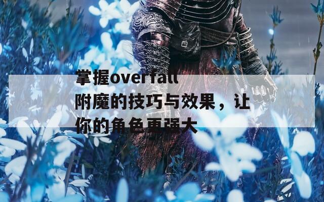 掌握overfall附魔的技巧与效果，让你的角色更强大