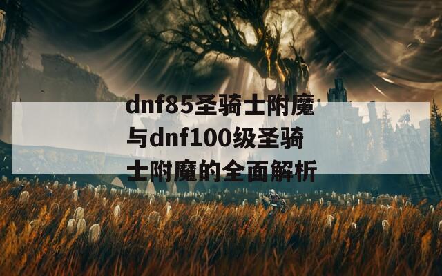 dnf85圣骑士附魔与dnf100级圣骑士附魔的全面解析