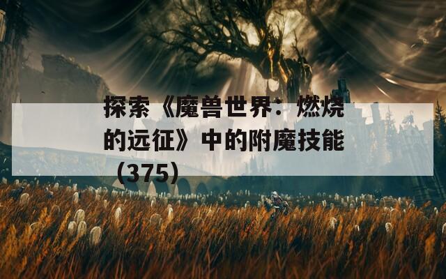 探索《魔兽世界：燃烧的远征》中的附魔技能（375）