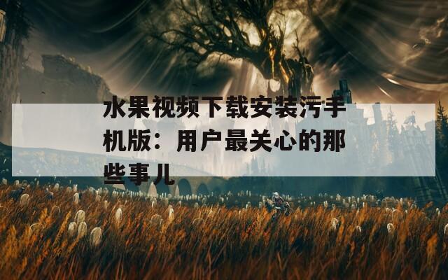 水果视频下载安装污手机版：用户最关心的那些事儿